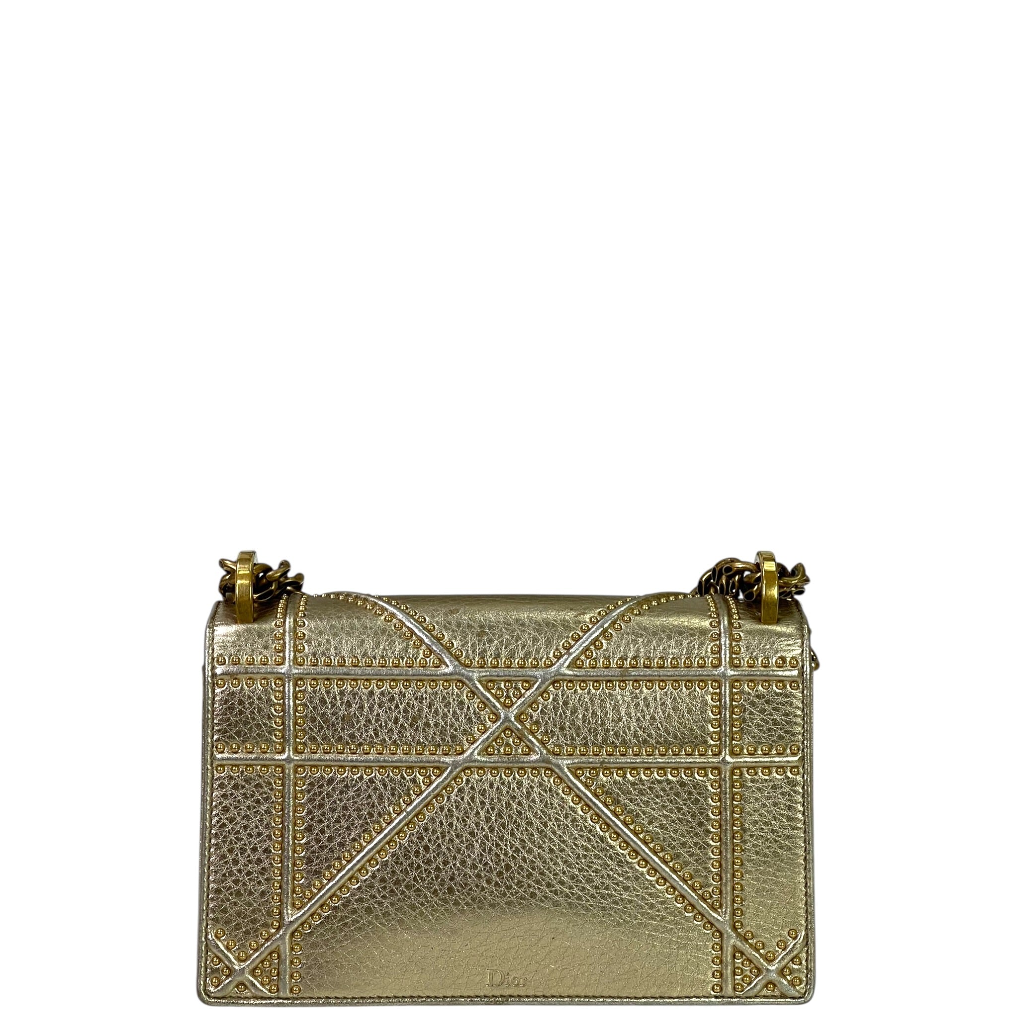 Dior Diorama Flap Bag Metallic Gold Leather