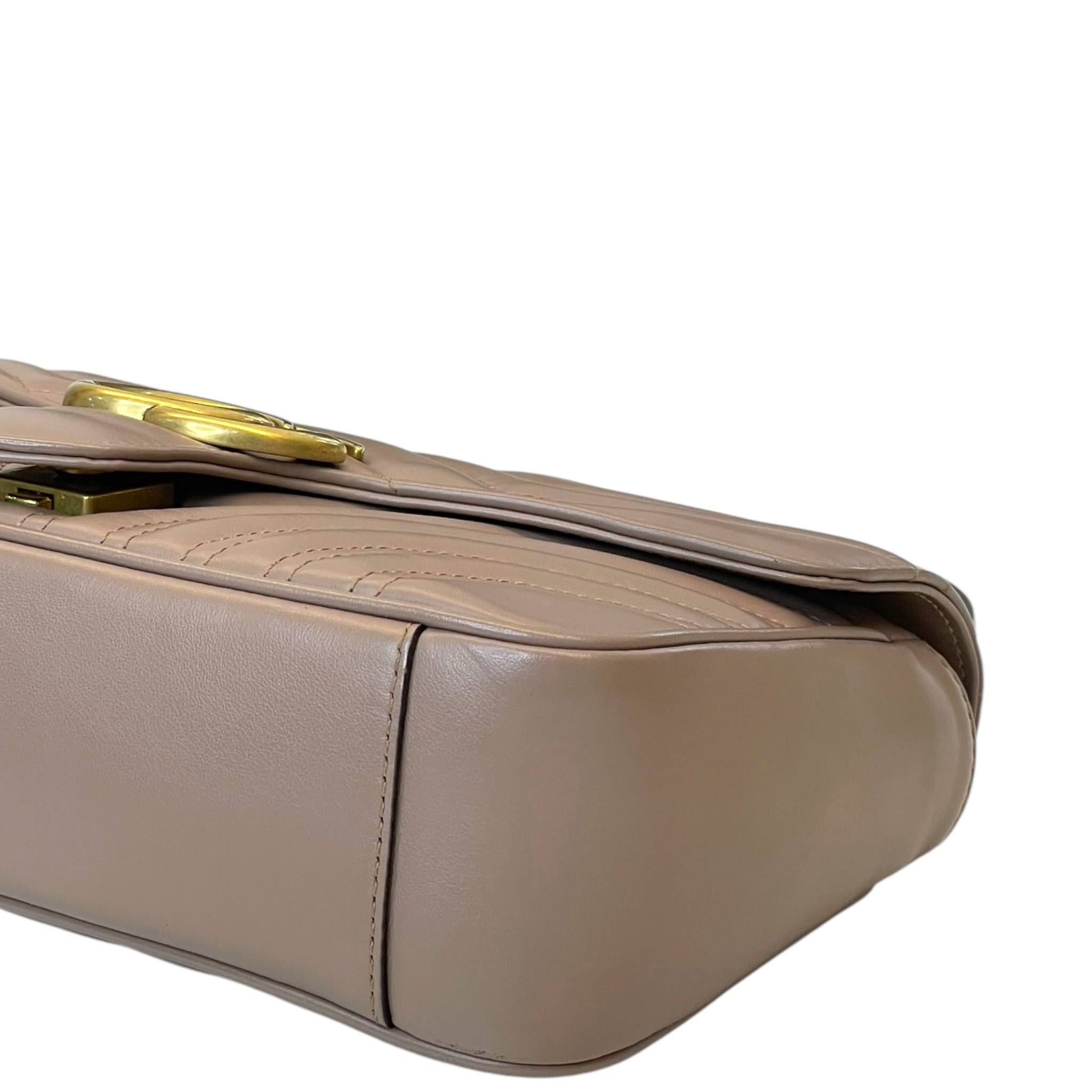 Gucci GG Marmont Shoulder Bag Beige Matelassé Leather