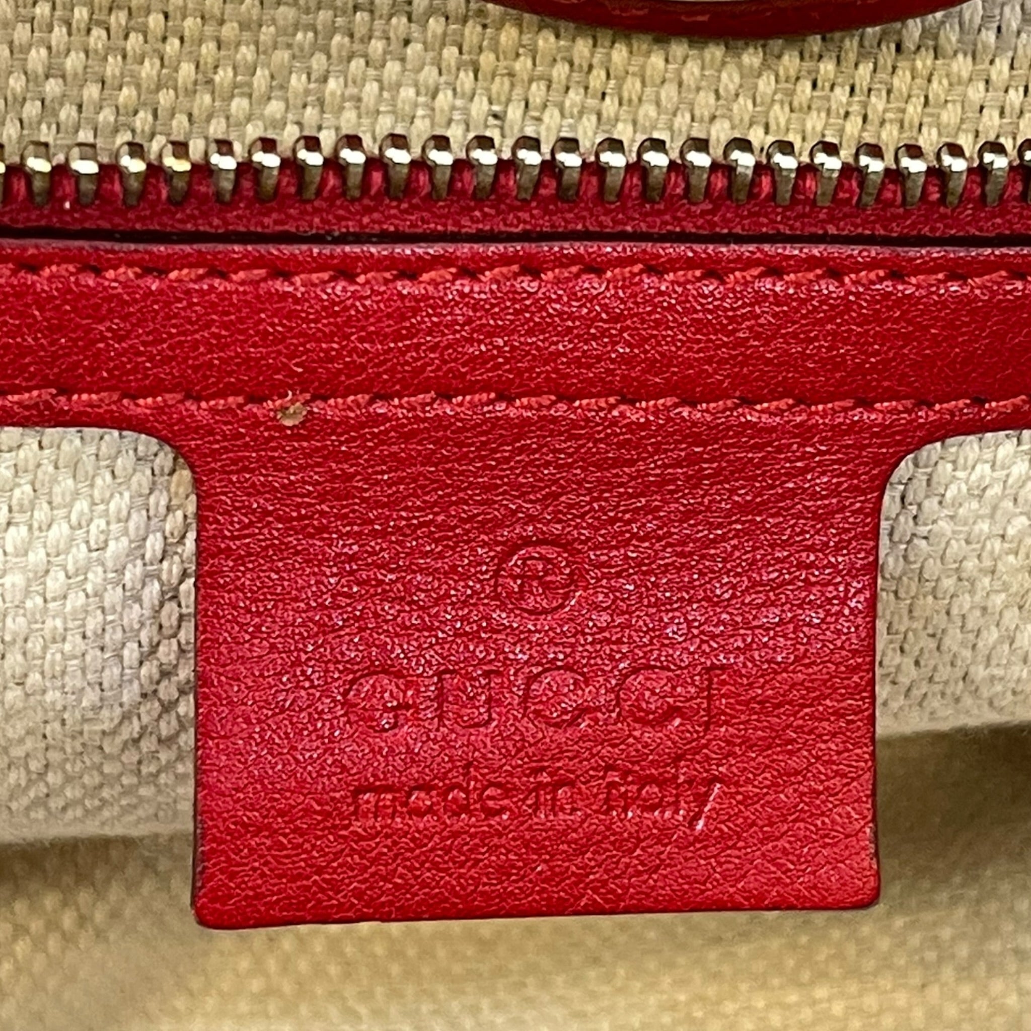 Gucci Diana Bamboo Tote GG Canvas Red Leather