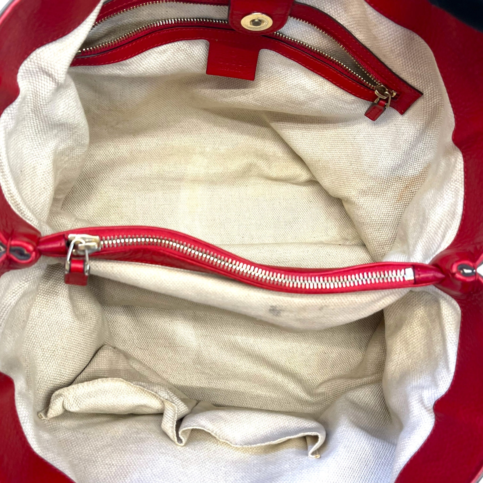 Gucci Diana Bamboo Tote GG Canvas Red Leather