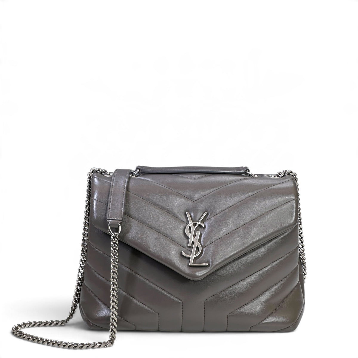 Saint Laurent Loulou medium grey leather Shoulder crossbody Bag