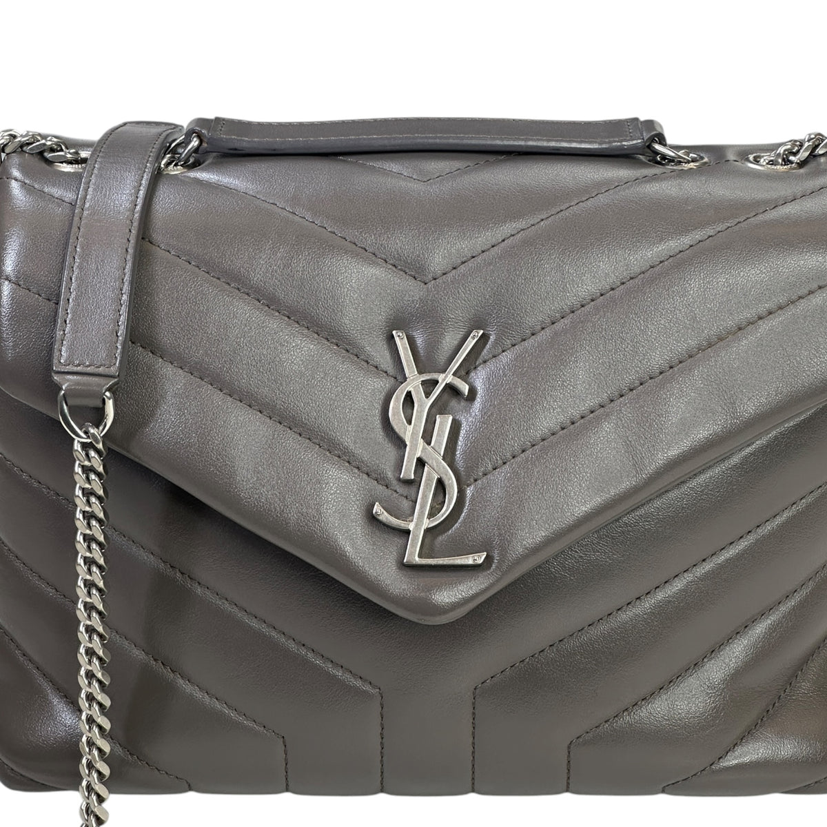 Saint Laurent Loulou medium grey leather Shoulder crossbody Bag