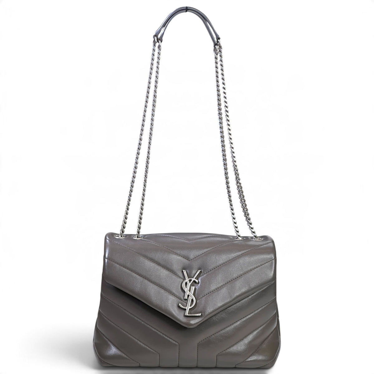 Saint Laurent Loulou medium grey leather Shoulder crossbody Bag