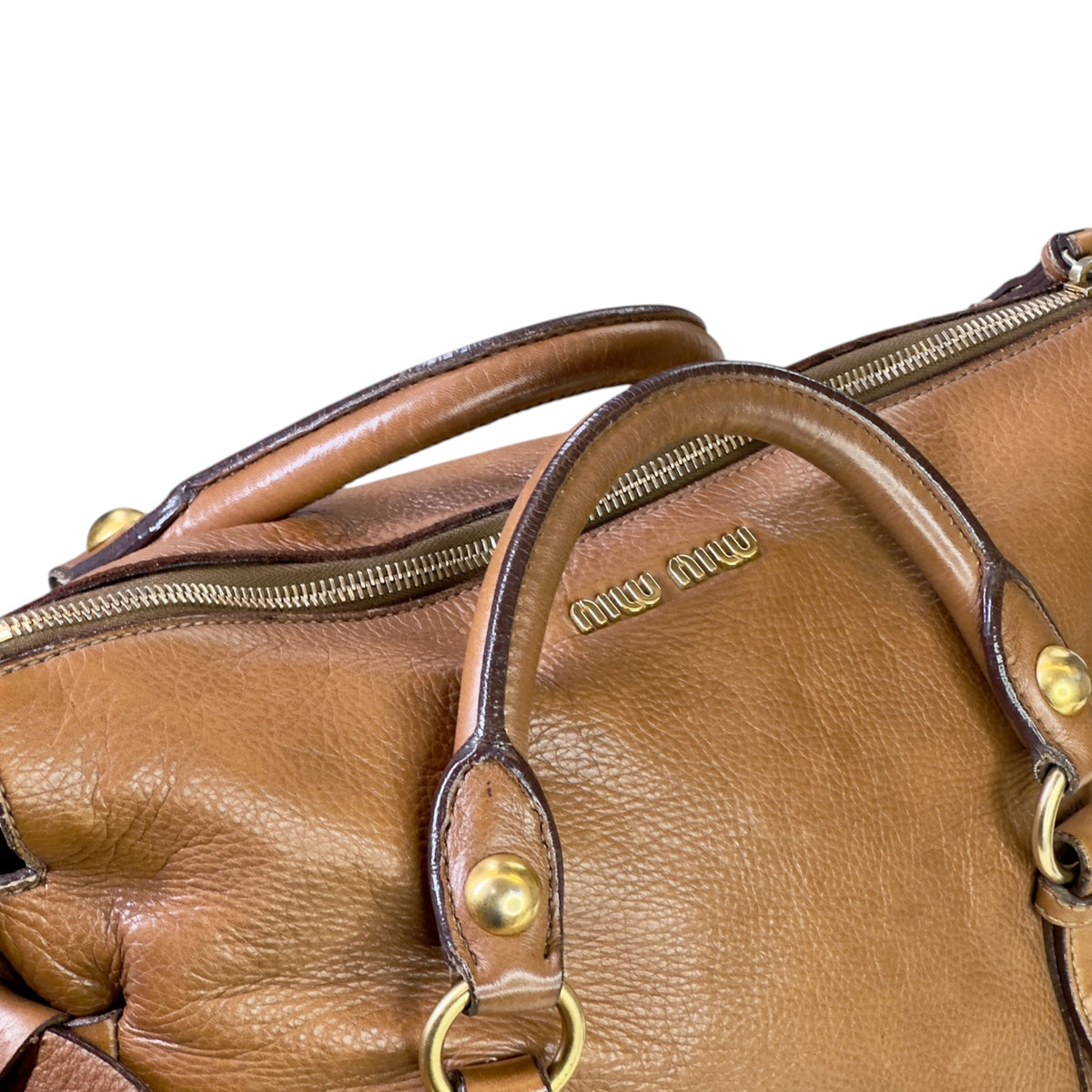 Miu Miu Vitello Lux largen tan leather Bow Bag