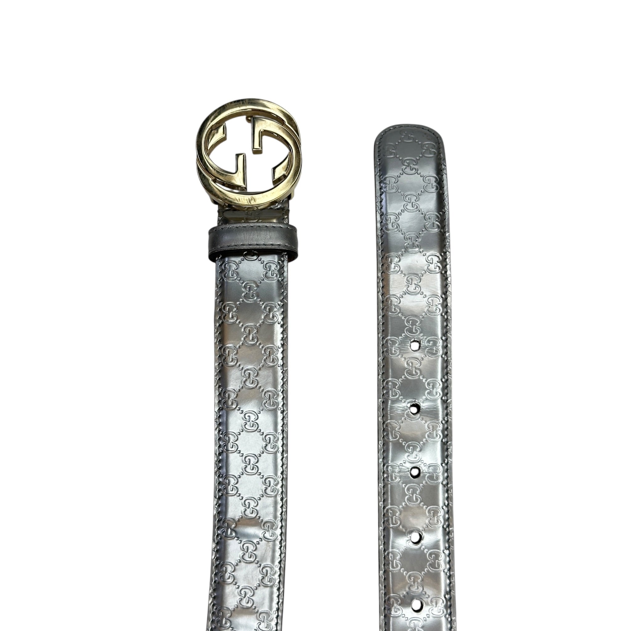 Gucci Interlocking Silver Metallic Belt
