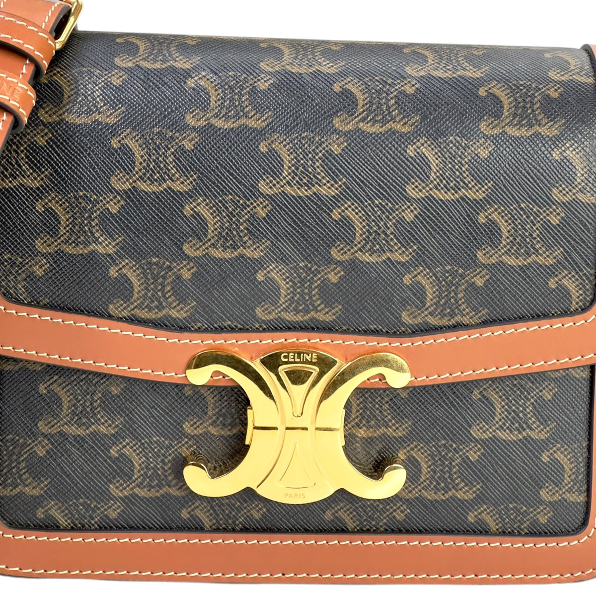 Celine teen black /brown leather Triomphe crossbody Bag