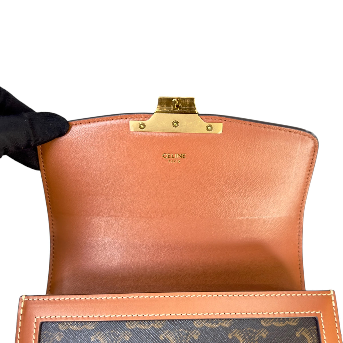 Celine teen black /brown leather Triomphe crossbody Bag