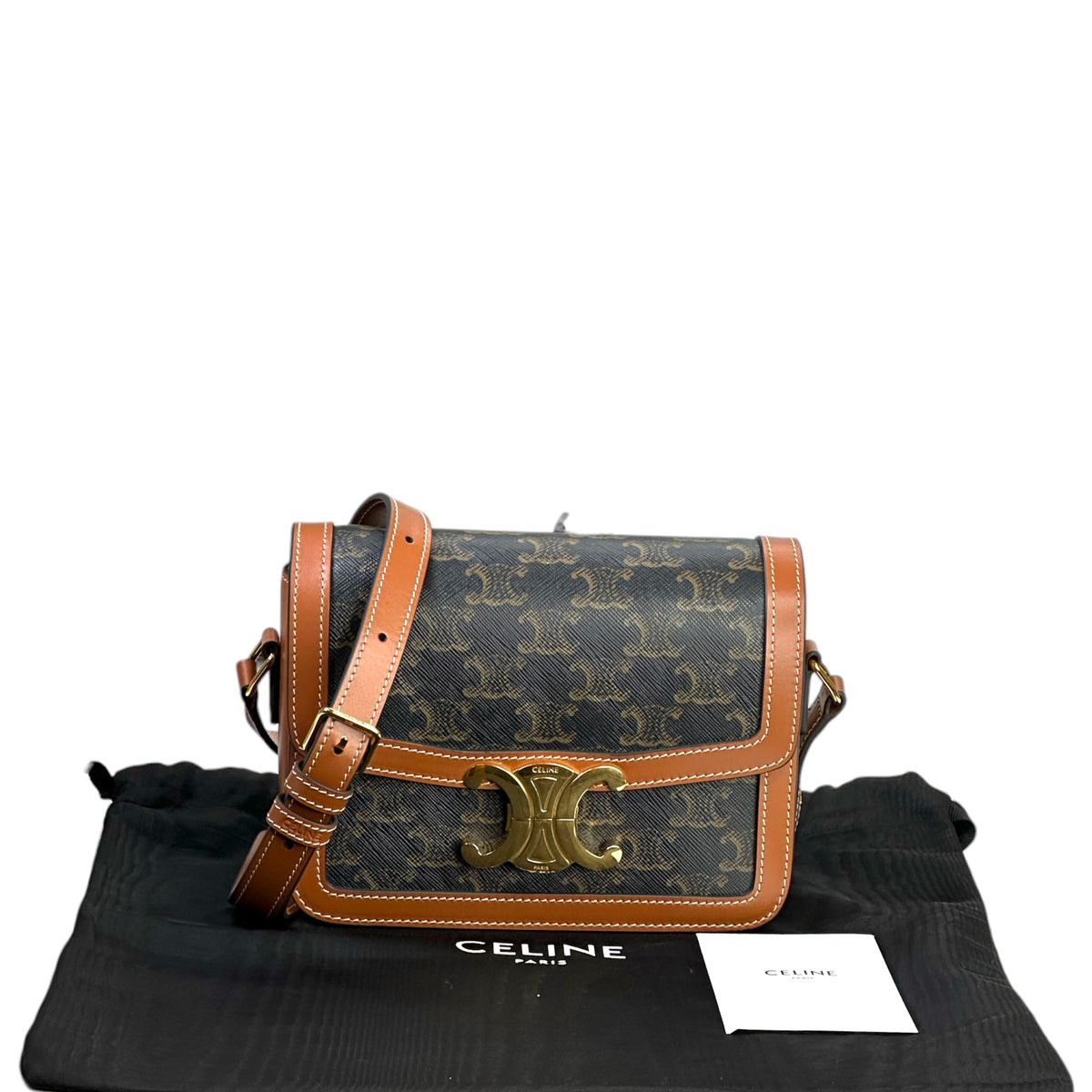 Celine teen black /brown leather Triomphe crossbody Bag