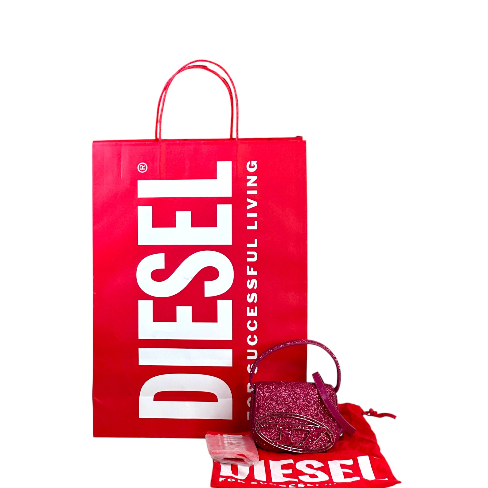 Diesel 1DR-XS-S Mini Bag Pink Glitter Fabric