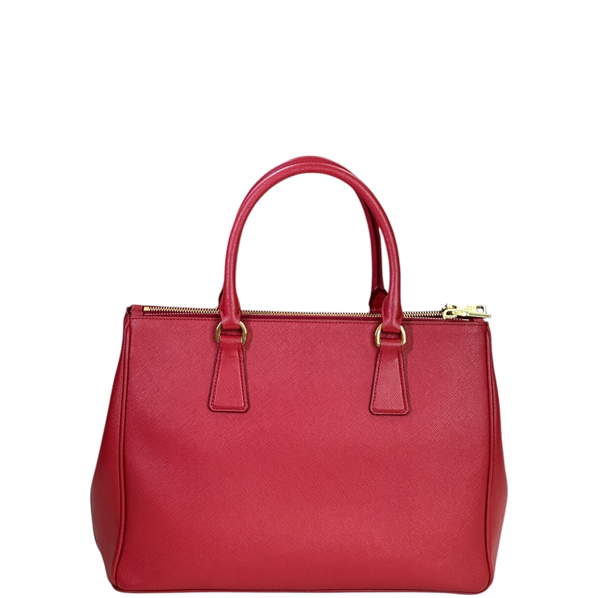 Prada Galleria Double Zip Tote Medium Red Saffiano Leather