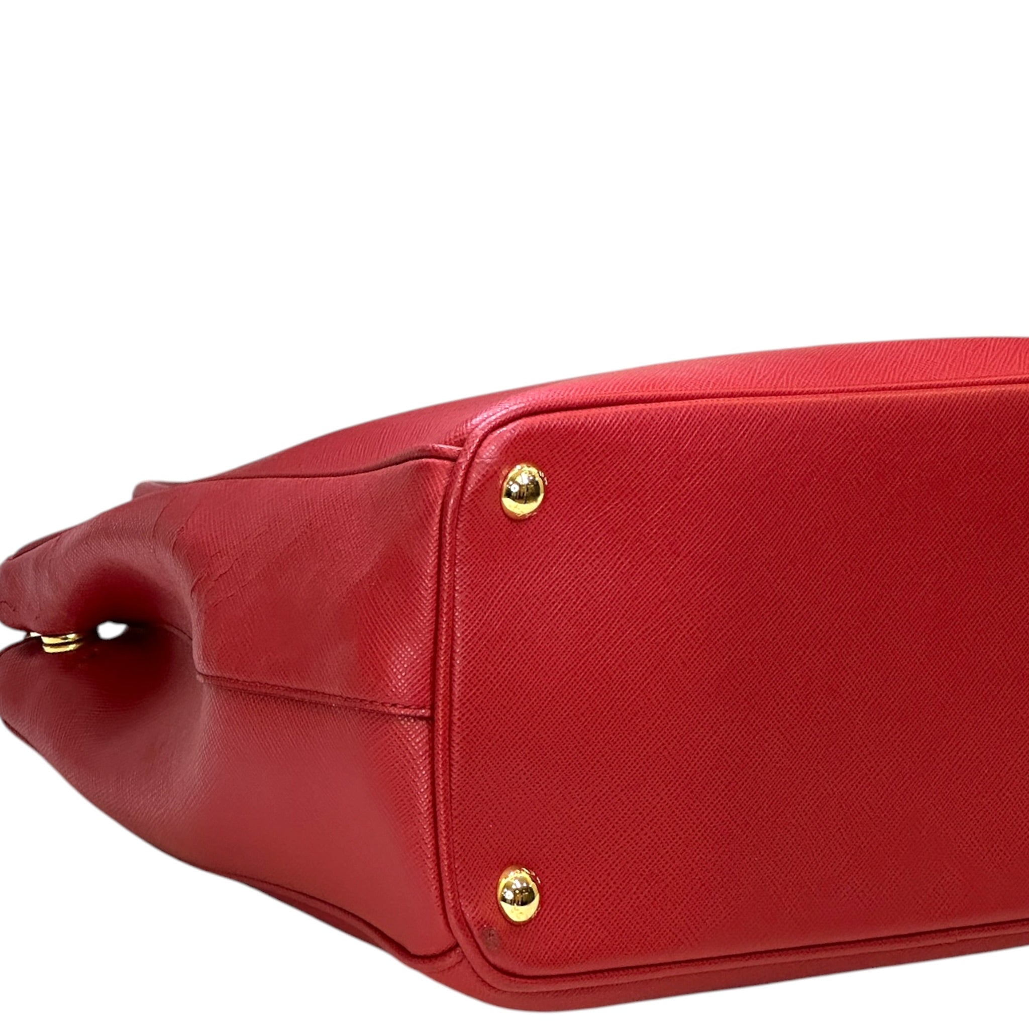 Prada Galleria Double Zip Tote Medium Red Saffiano Leather