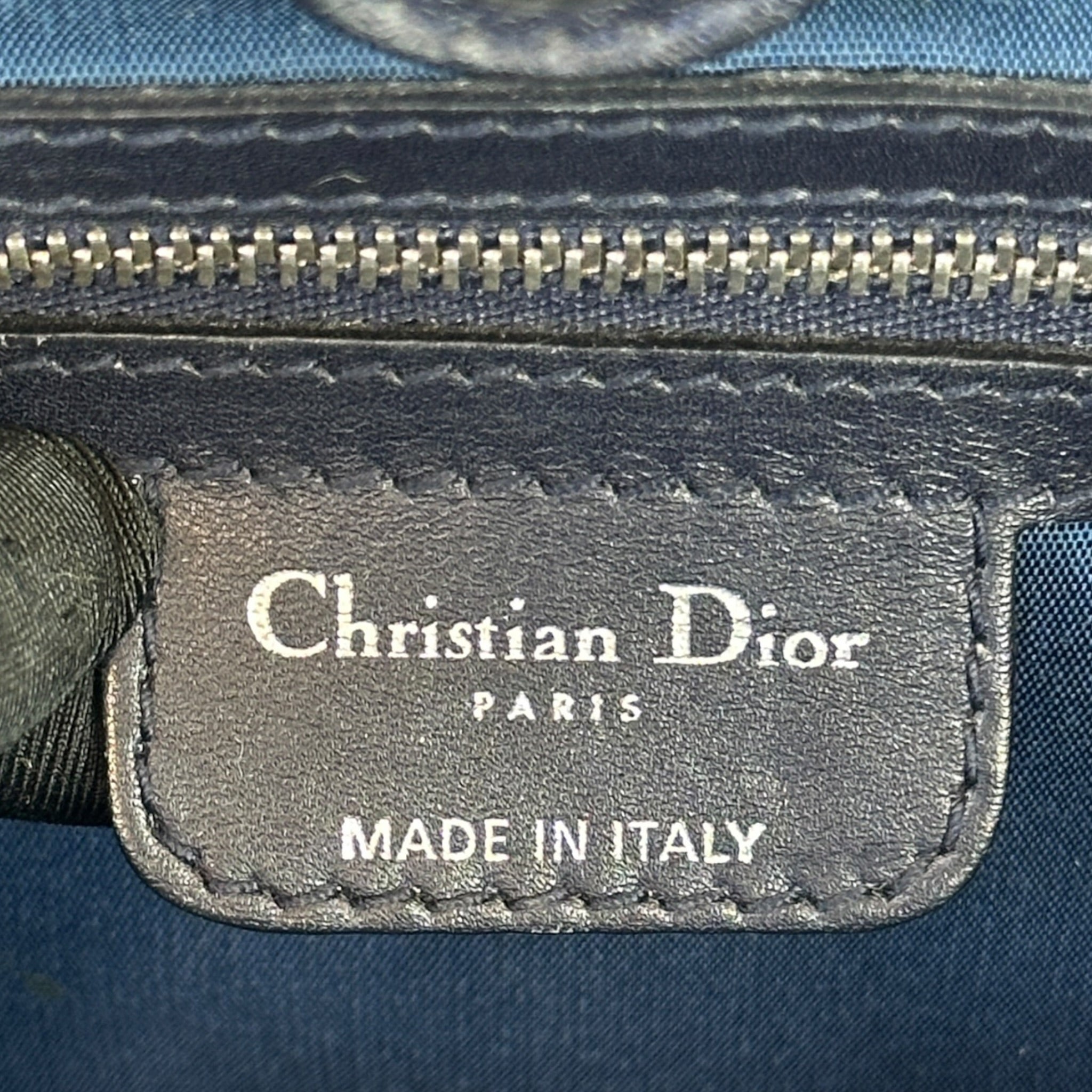 Dior Panarea Tote Navy Blue Quilted Cannage Canvas