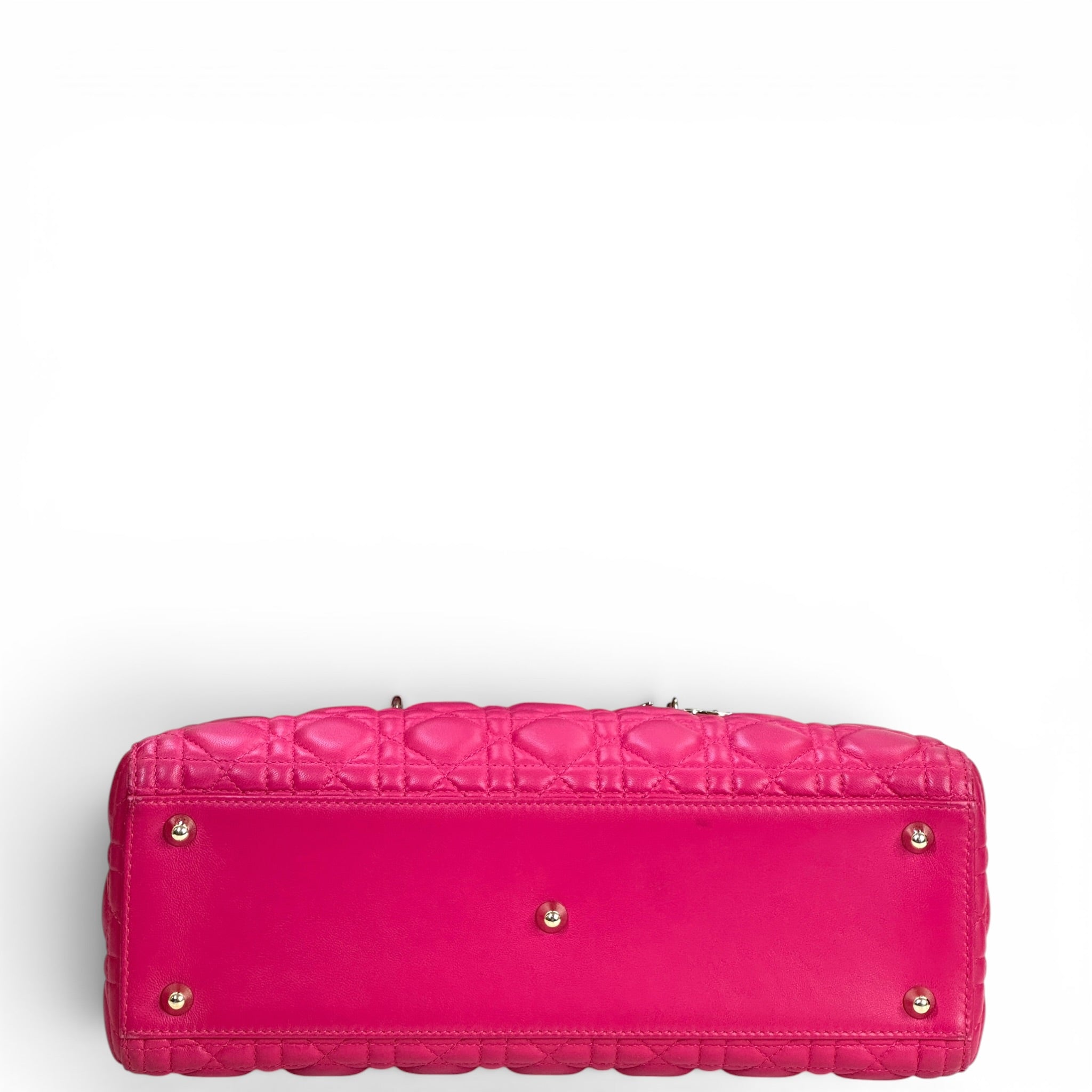 Christian Dior Lady Dior Large Fuchsia Pink Cannage Quilted Lambskin