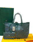 Goyard St Louis PM Tote Green Goyardine Magnetic Closure