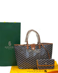 Goyard St Louis PM Tote Black & Tan Goyardine Magnetic Closure