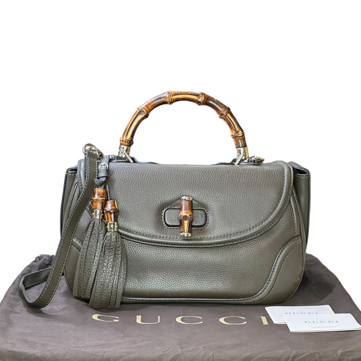 Gucci New Bamboo small tan leather Top Handle Bag