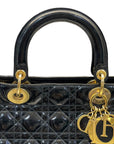 Christian Dior Lady Dior Large Black Patent Cannage