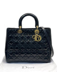 Christian Dior Lady Dior Large Black Patent Cannage