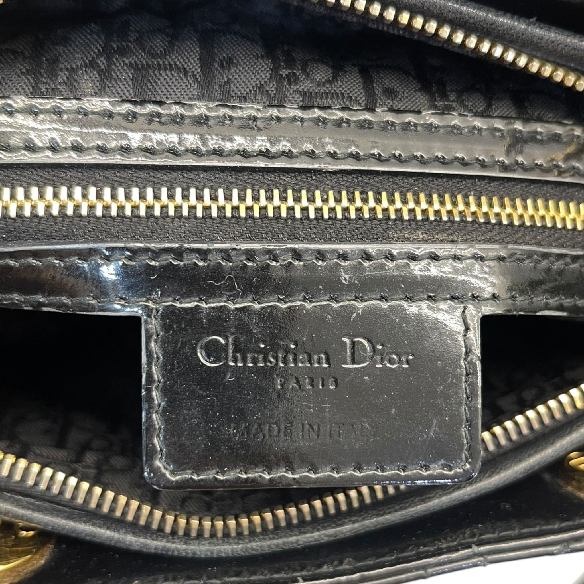 Christian Dior Lady Dior Large Black Patent Cannage