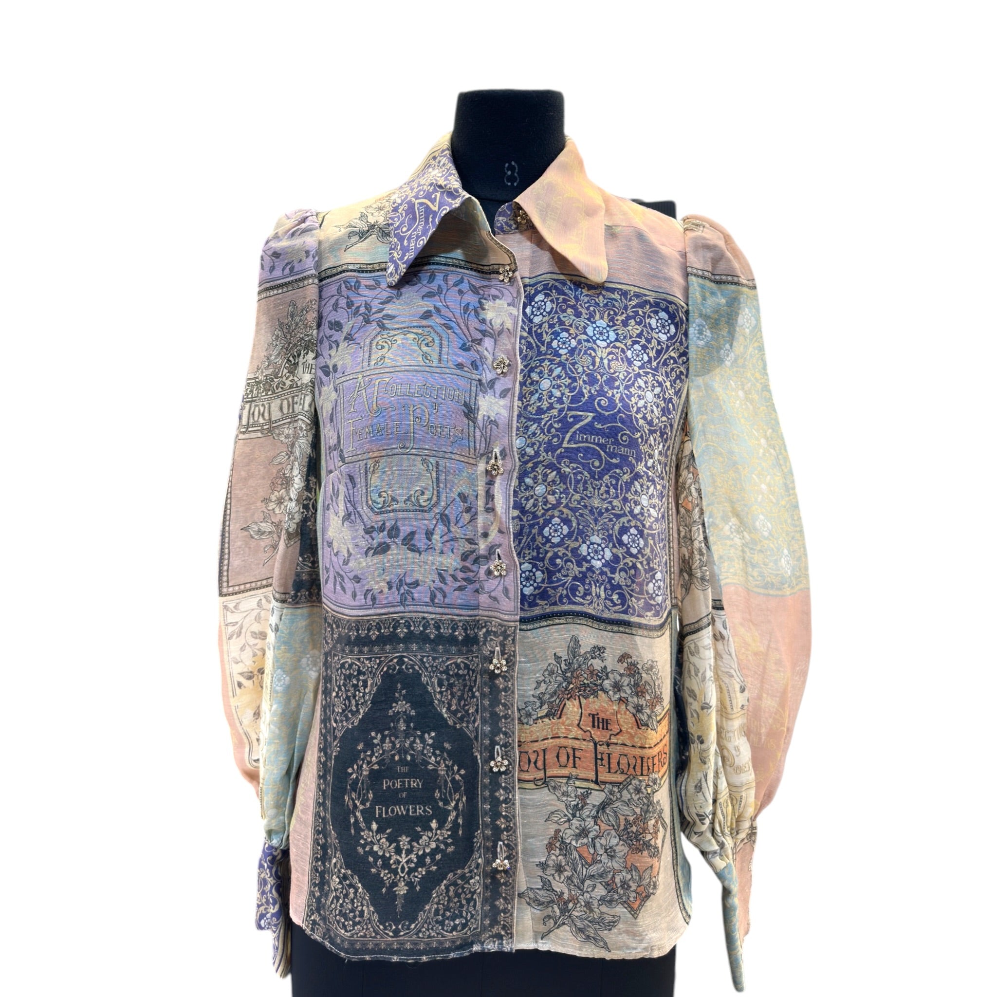 Zimmermann Lyrical Book Print Silk Blouse