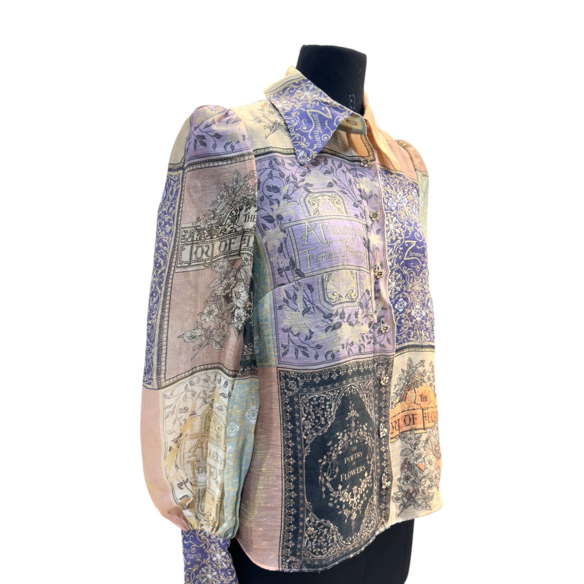 Zimmermann Lyrical Book Print Silk Blouse