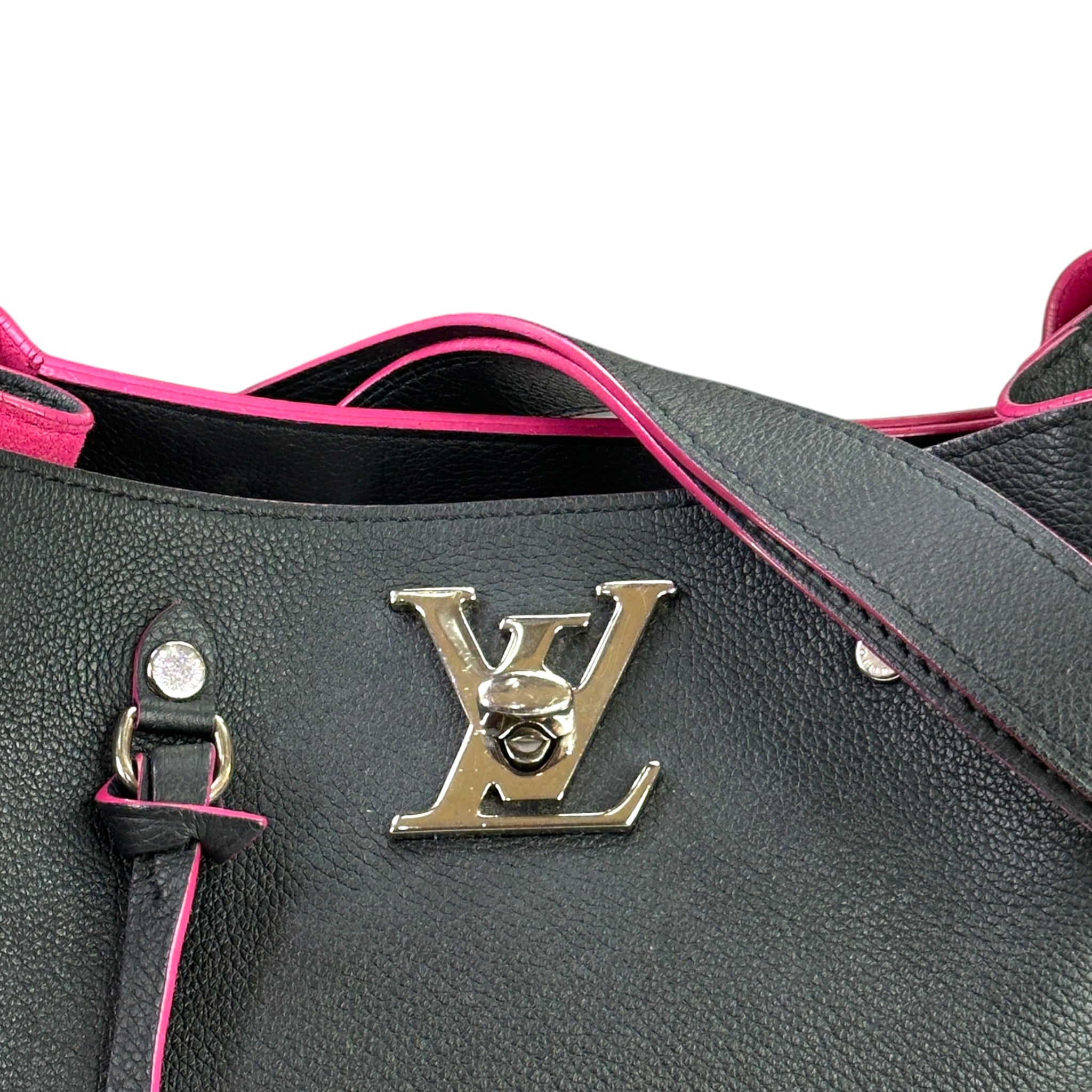 Louis Vuitton Black Leather Lockme Bucket Shoulder Bag