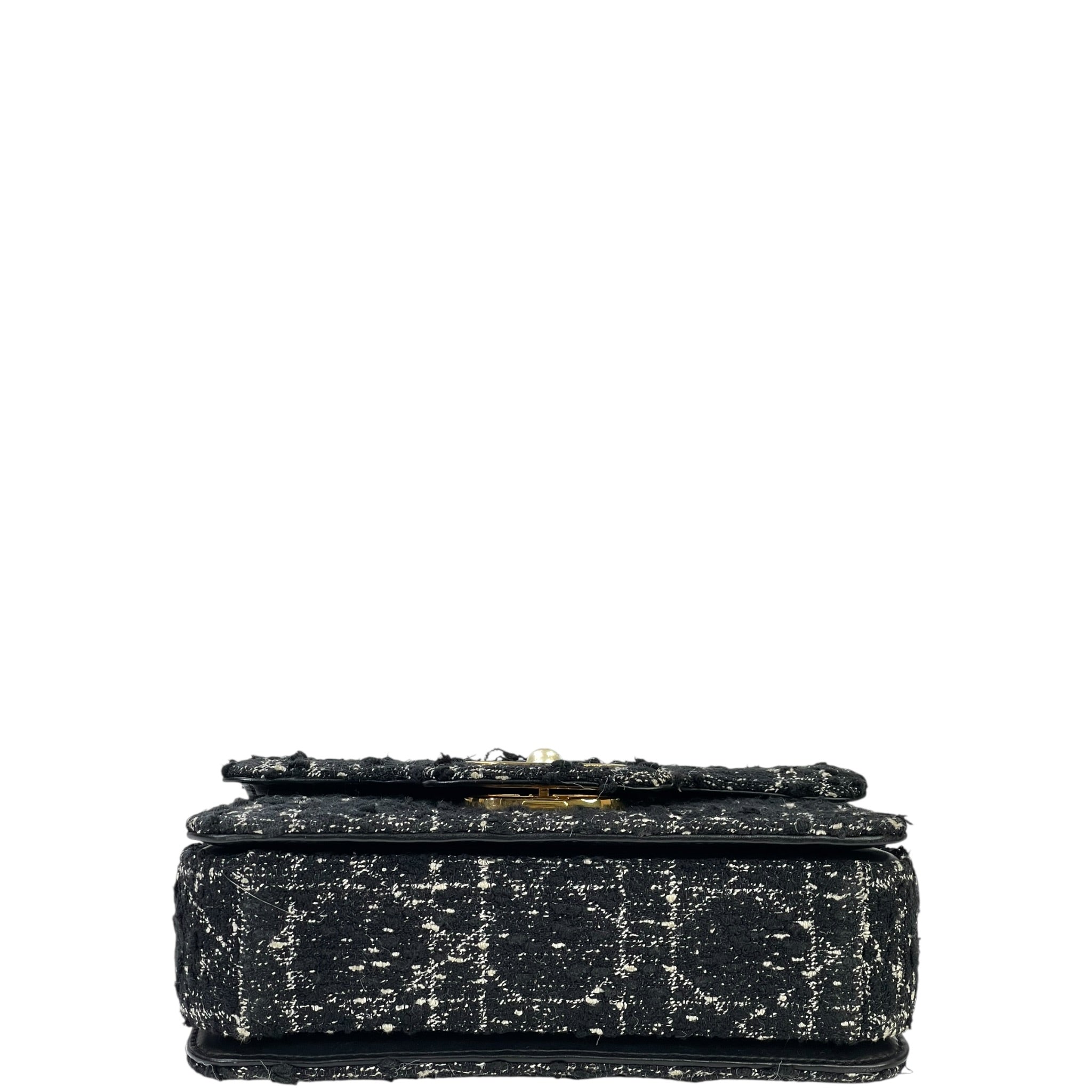 Dior Jolie Top Handle Bag Black Tweed/White Cannage Motif