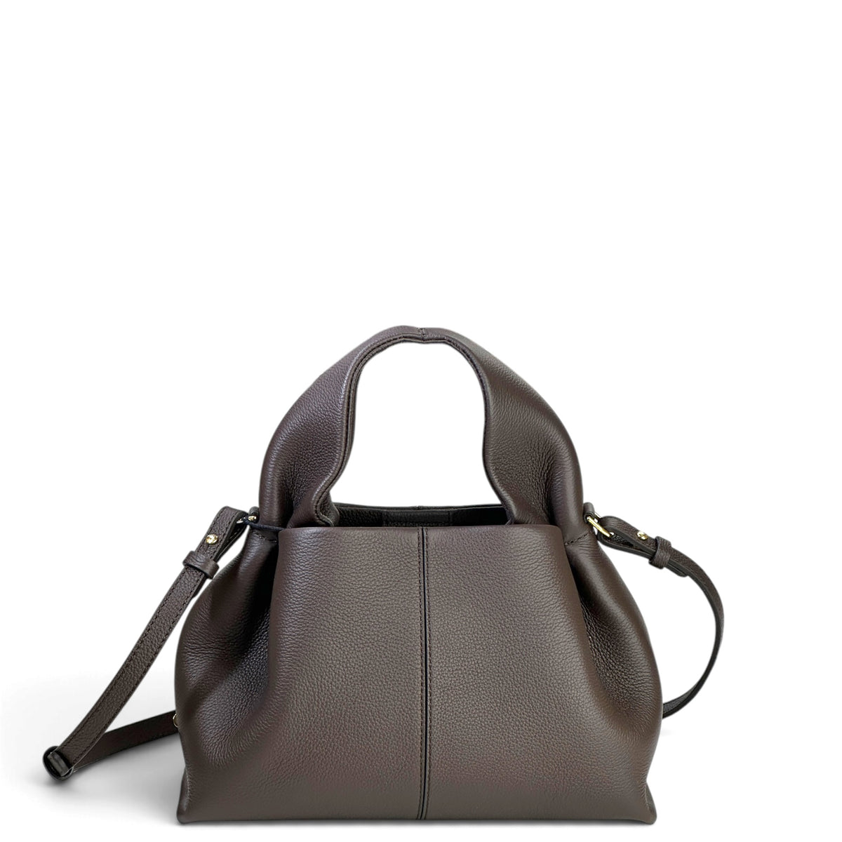 Polène Numéro Neuf Mini dark brown leather hand bag