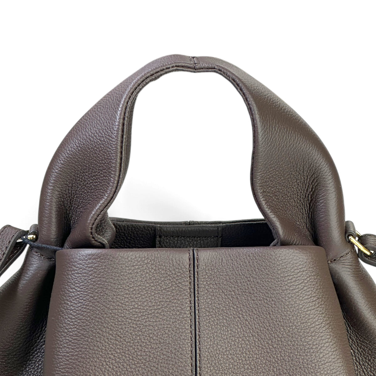 Polène Numéro Neuf Mini dark brown leather hand bag