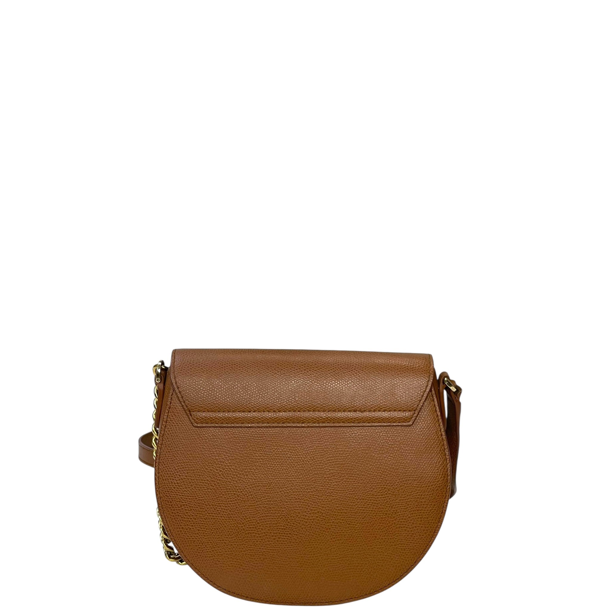 Furla Metropolis Round Crossbody Bag Mini Brown Leather