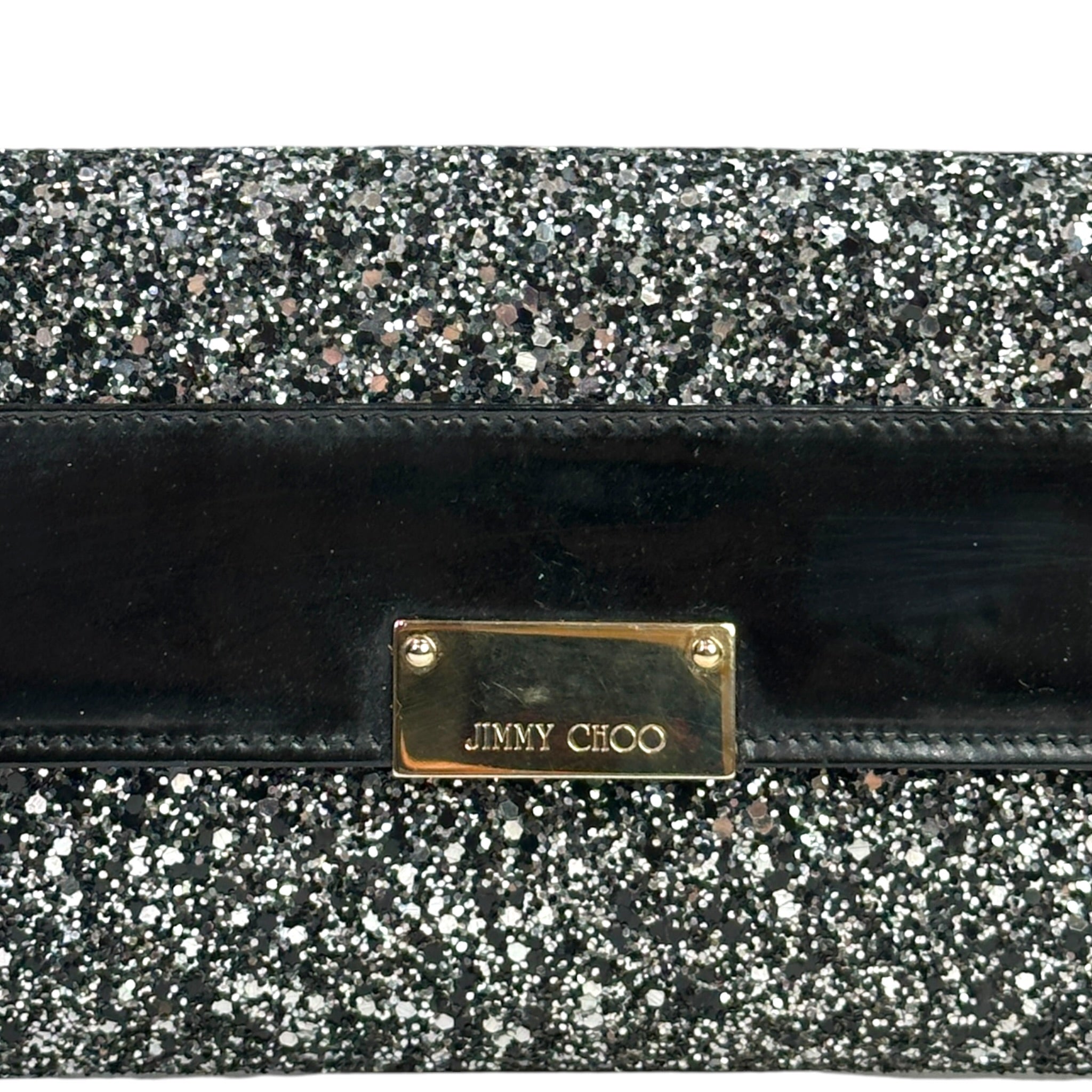 Jimmy Choo Flap Cluth Black/Grey Glitter