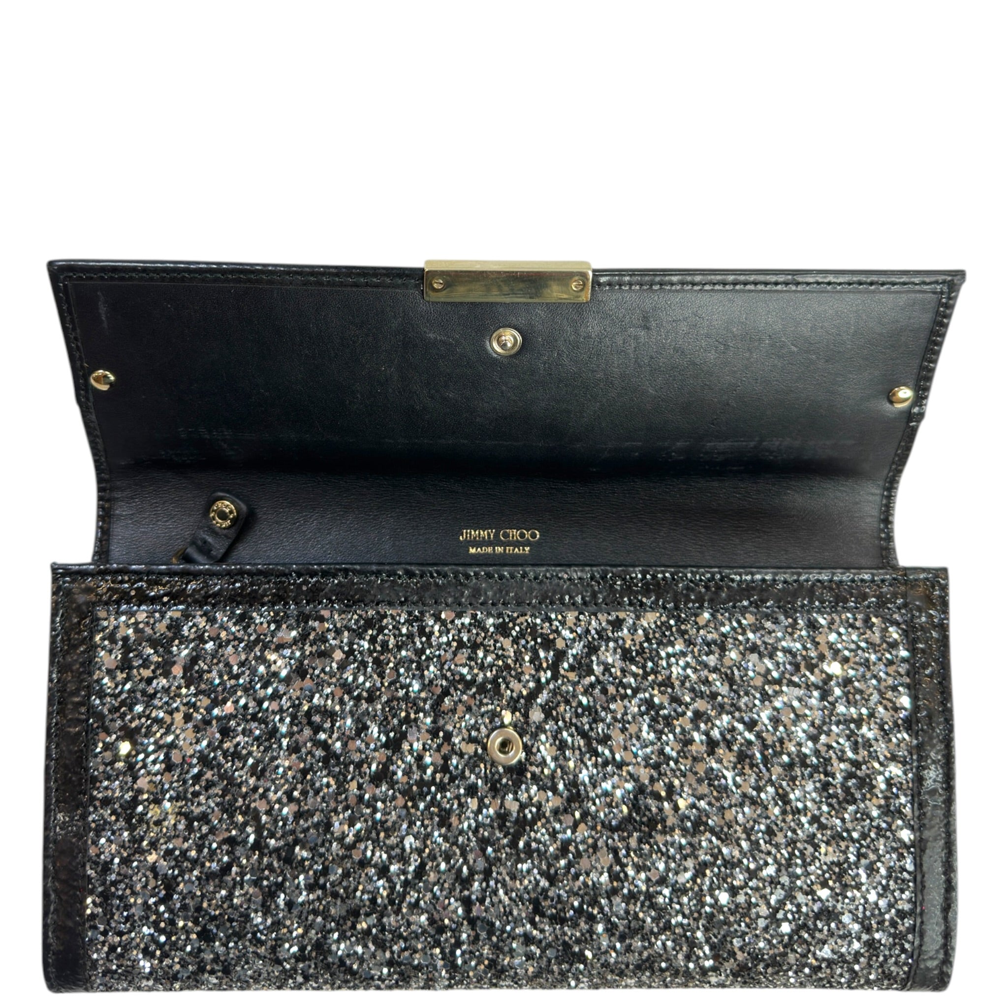 Jimmy Choo Flap Cluth Black/Grey Glitter