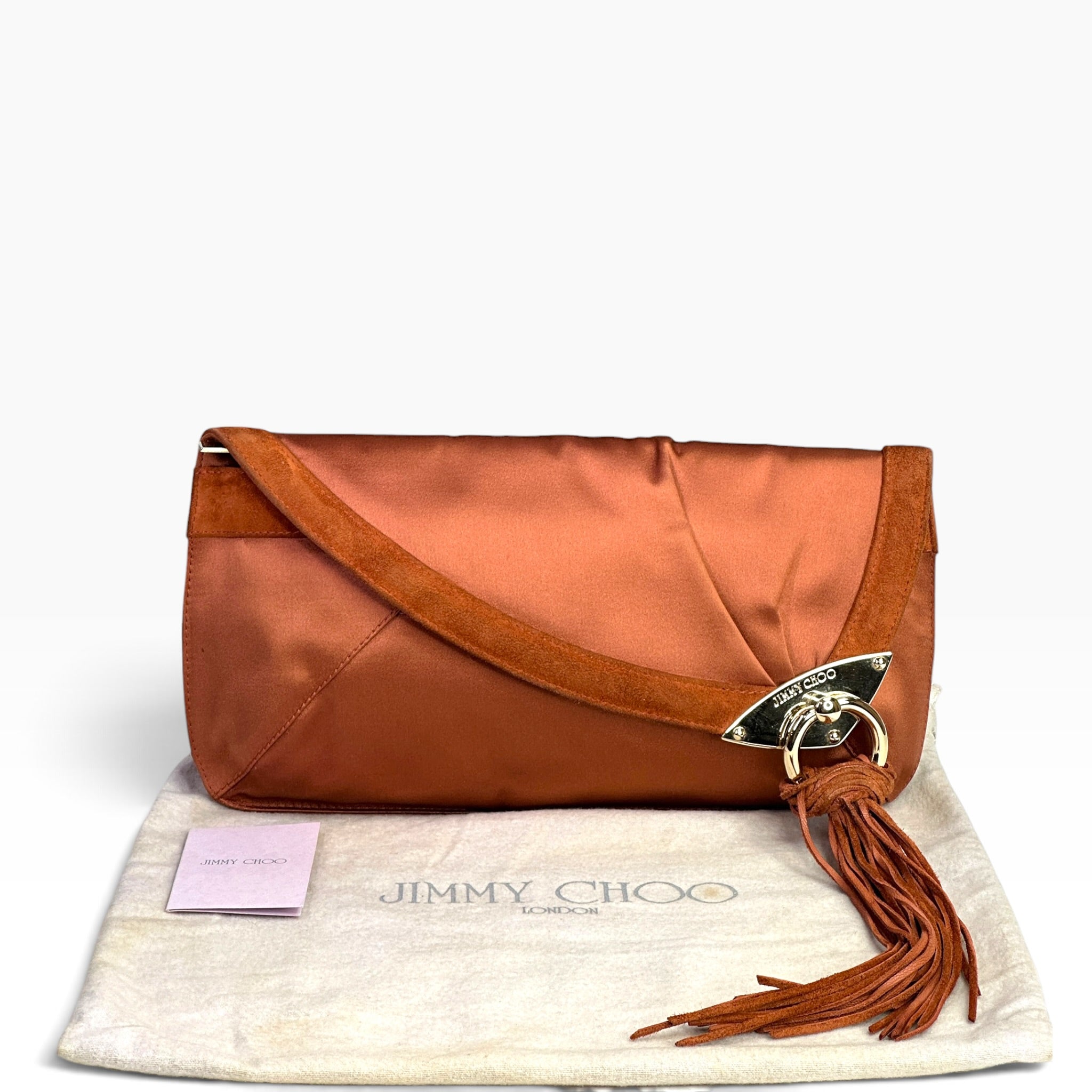 Jimmy Choo Brown Satin Clutch