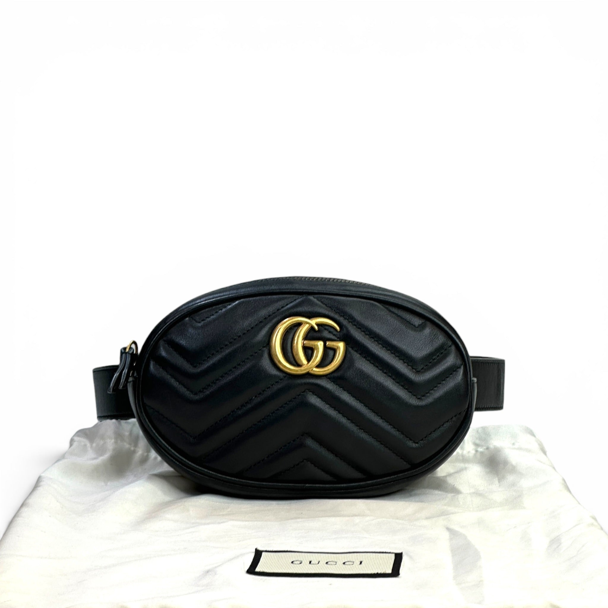 Gucci GG Marmont Oval Handbag Black Leather