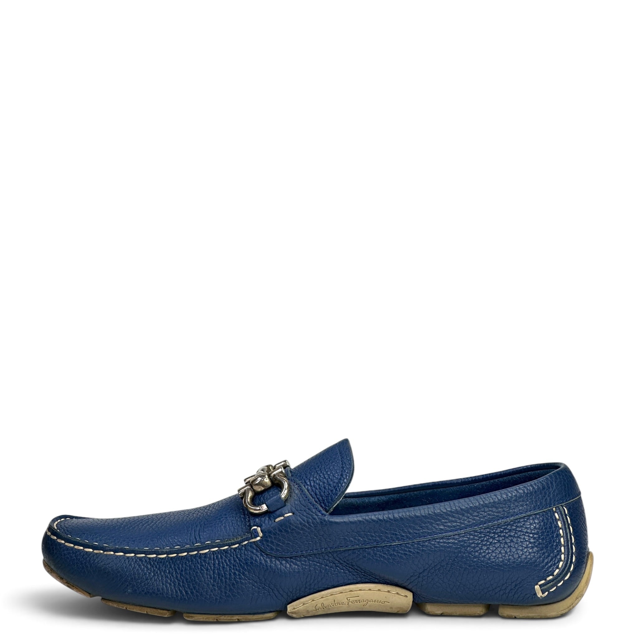 Salvatore Ferragamo Blue Calf Skin Loafers US 11.5