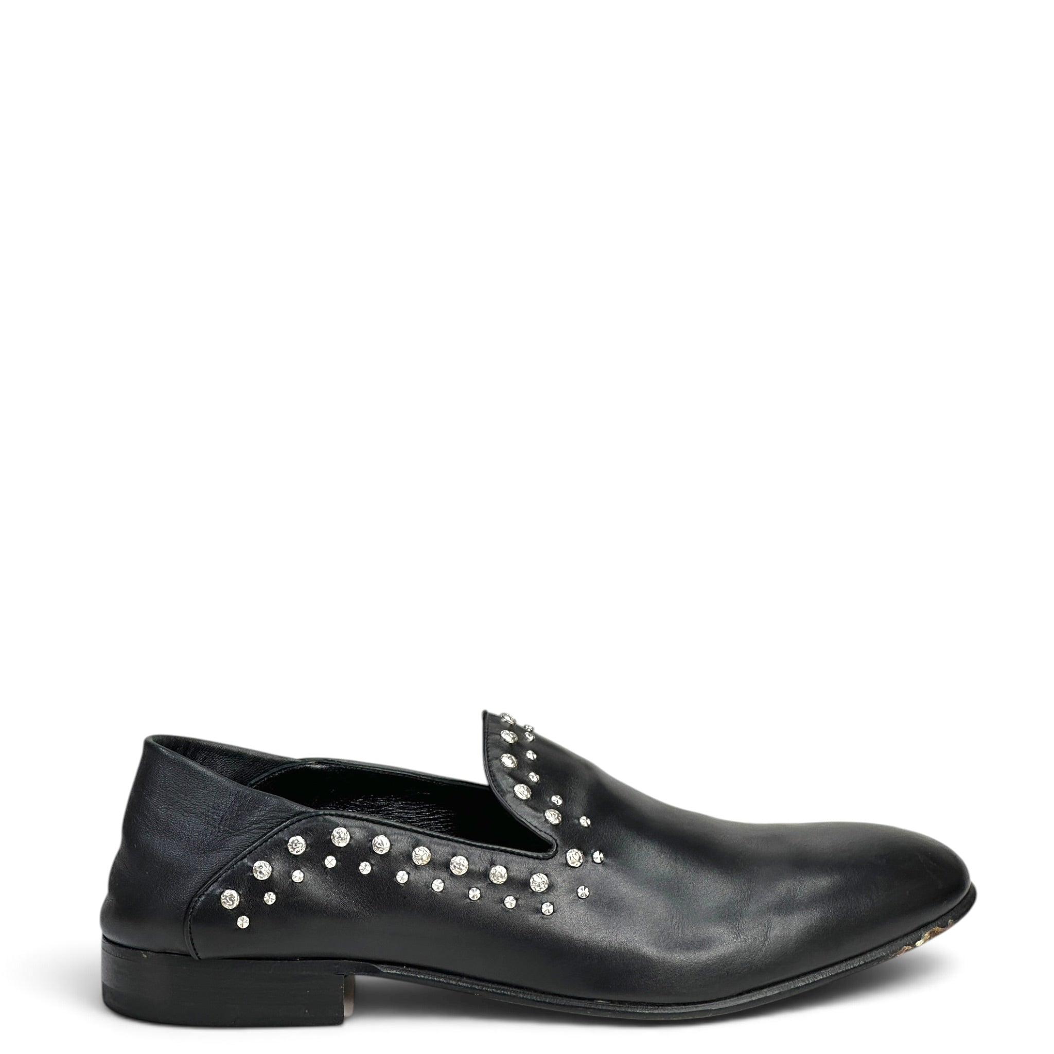 Alexander Mcqueen Black Leather Embellished Loafers EU 45