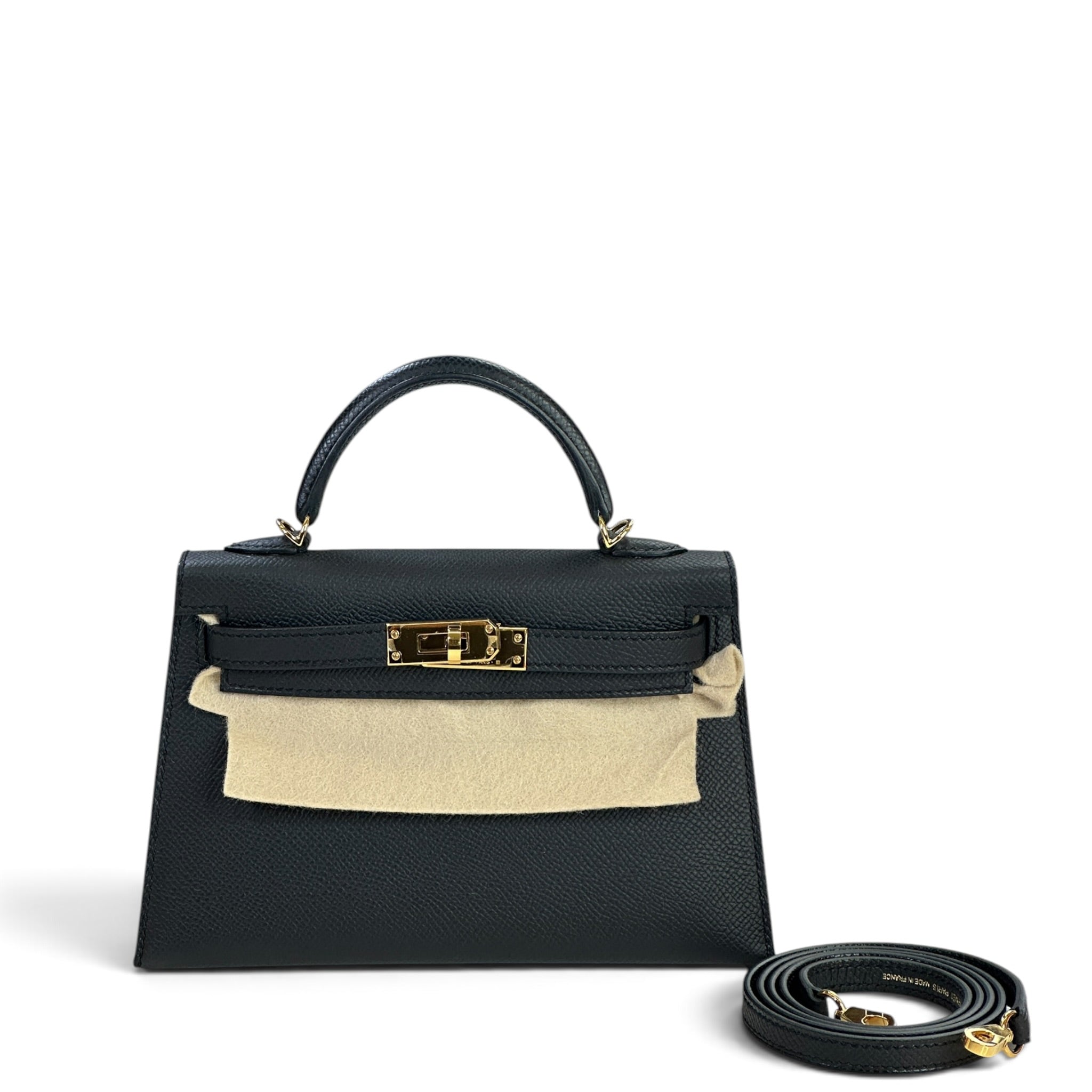 Hermès Mini Kelly 20 Black Epsom GHW (K20)