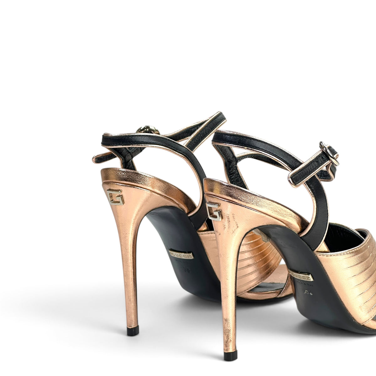 Gucci Crawford Crisscross Gold Strap Sandal EU 38
