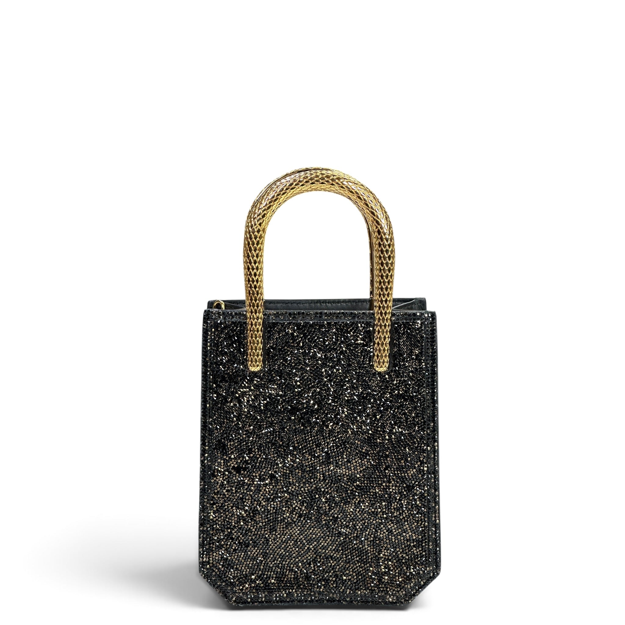 Bvlgari Serpentine Mini Tote Black Crystals Inserts Suede
