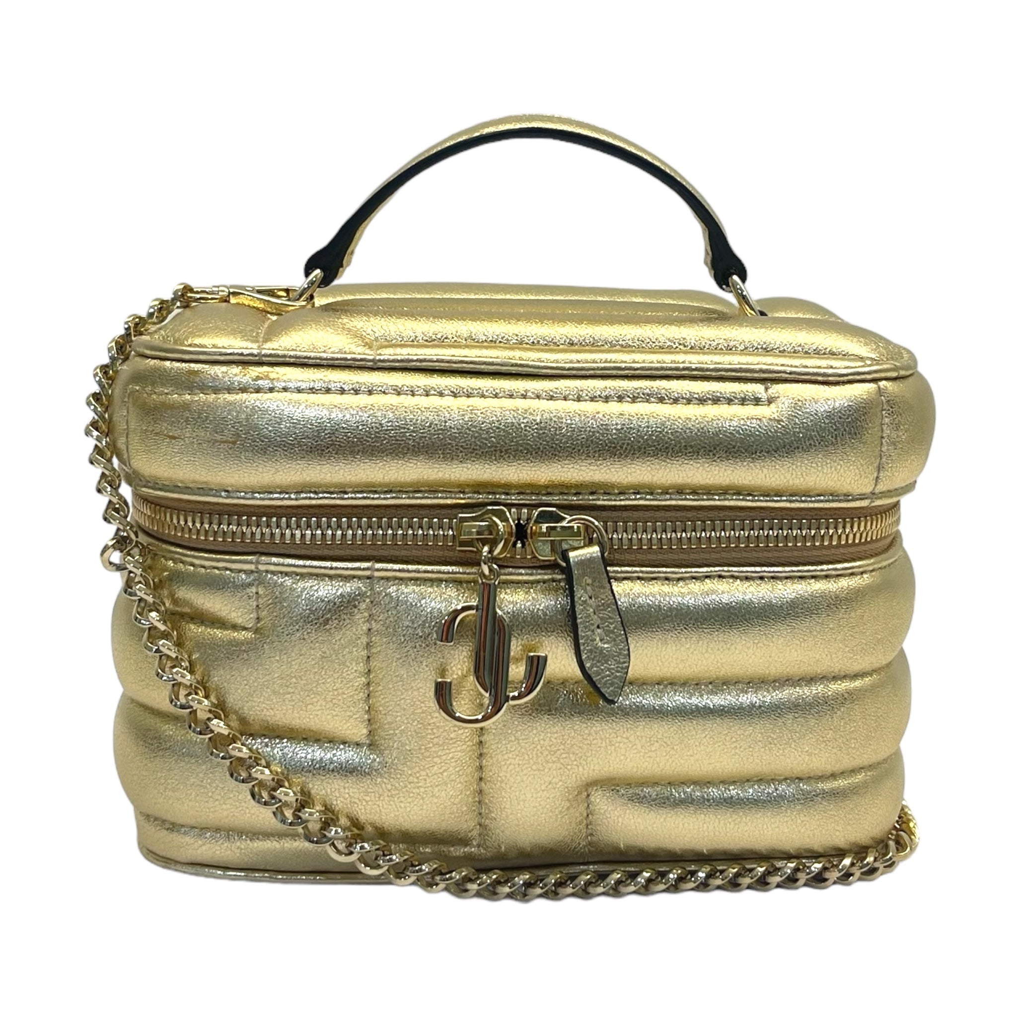Jimmy Choo Gold Quilted Nappa Leather Vanity Case