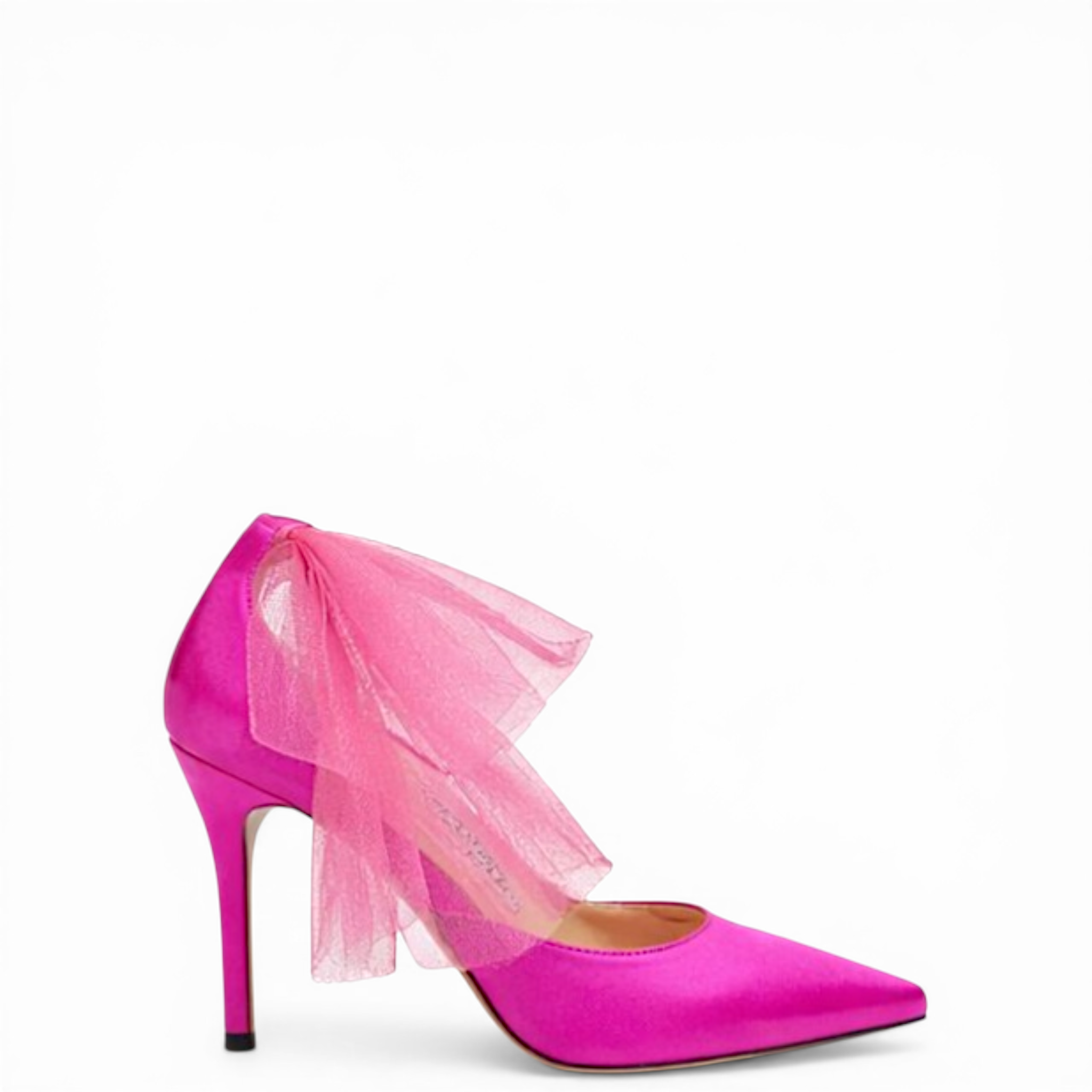 Jimmy Choo Aveline 100 Fuchsia Satin Asymmetric Bow Size EU 38.5