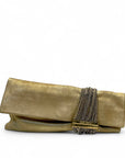 Jimmy Choo Beige Shimmering Suede Chandra Clutch