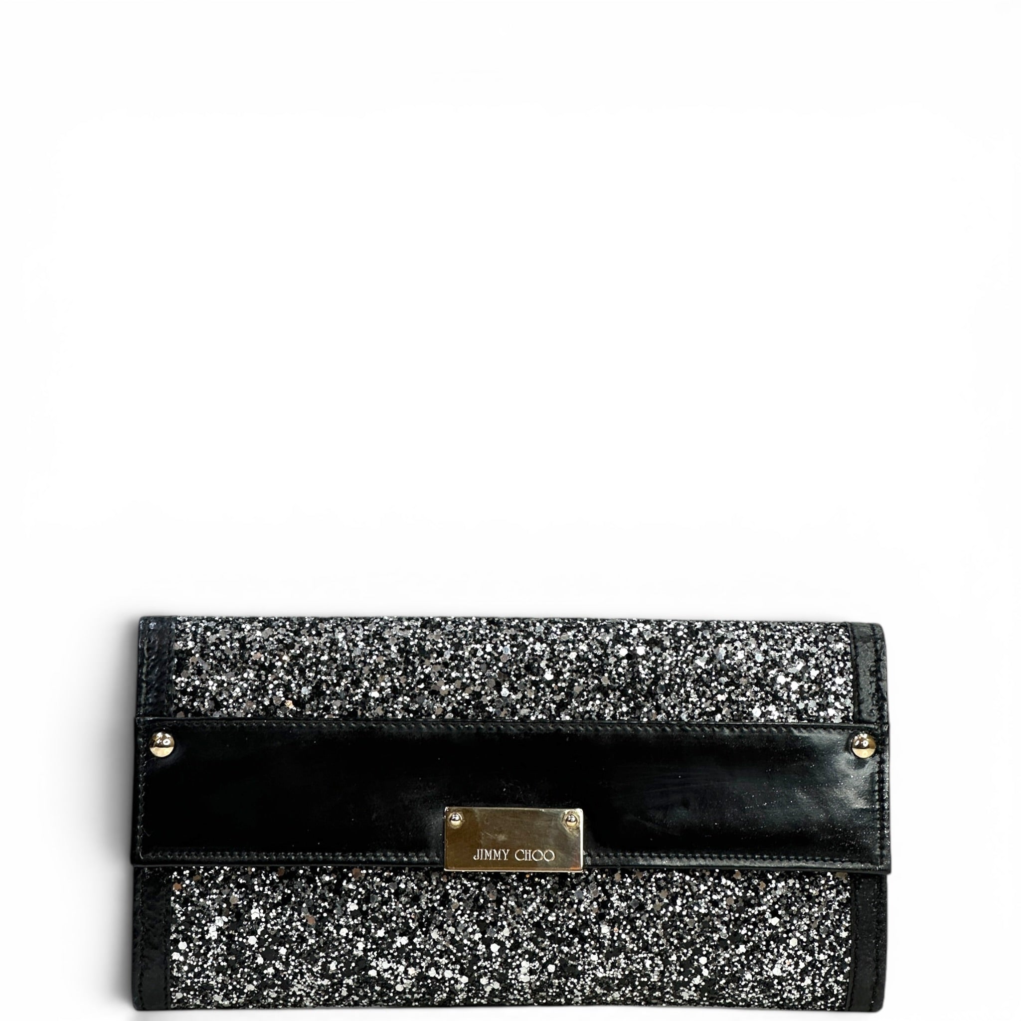 Jimmy Choo Flap Cluth Black/Grey Glitter