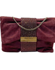 Jimmy Choo Pink Shimmer Suede Chandra Chain Clutch