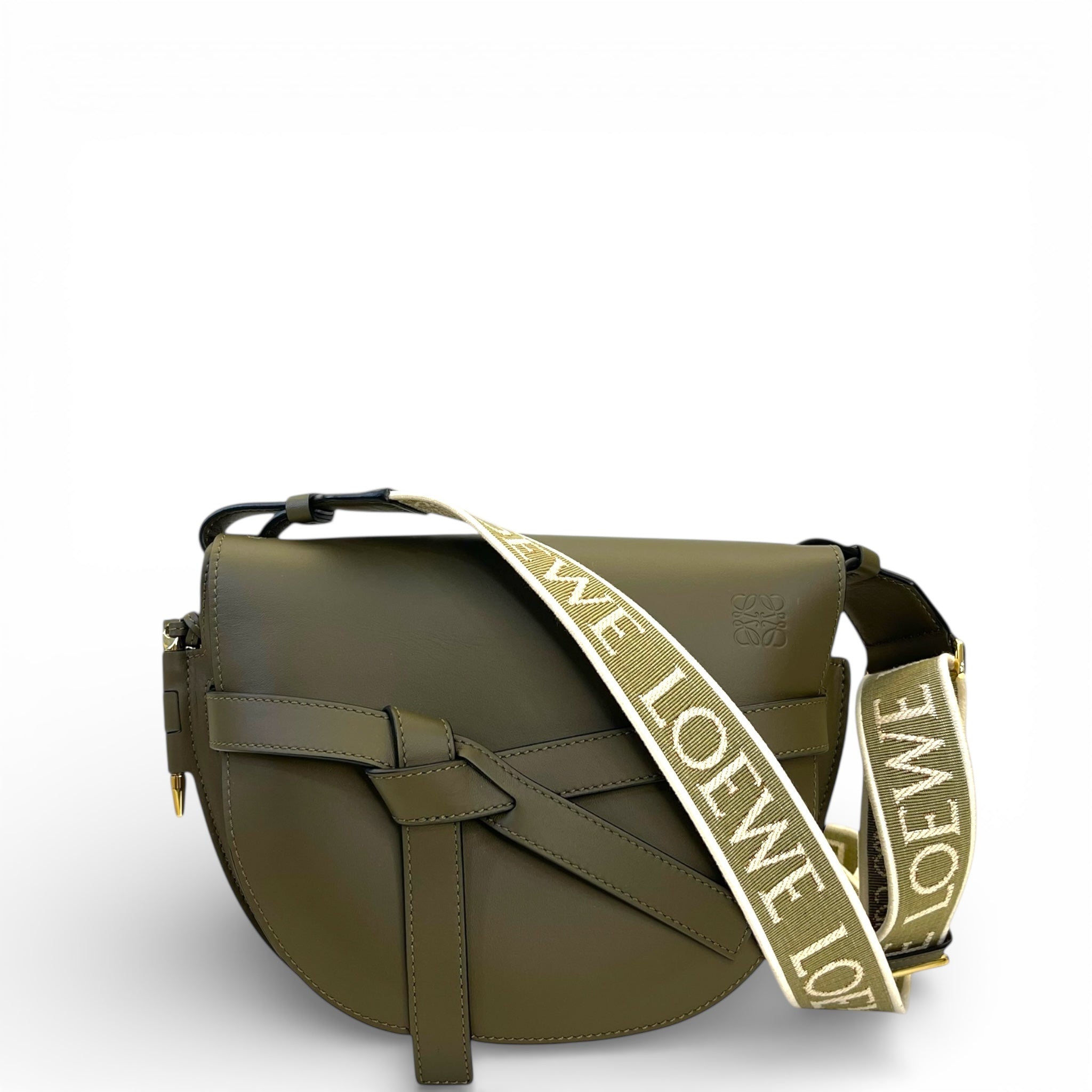 Loewe Gate Dual Bag Small Autumn Green Calfskin/Jacquard