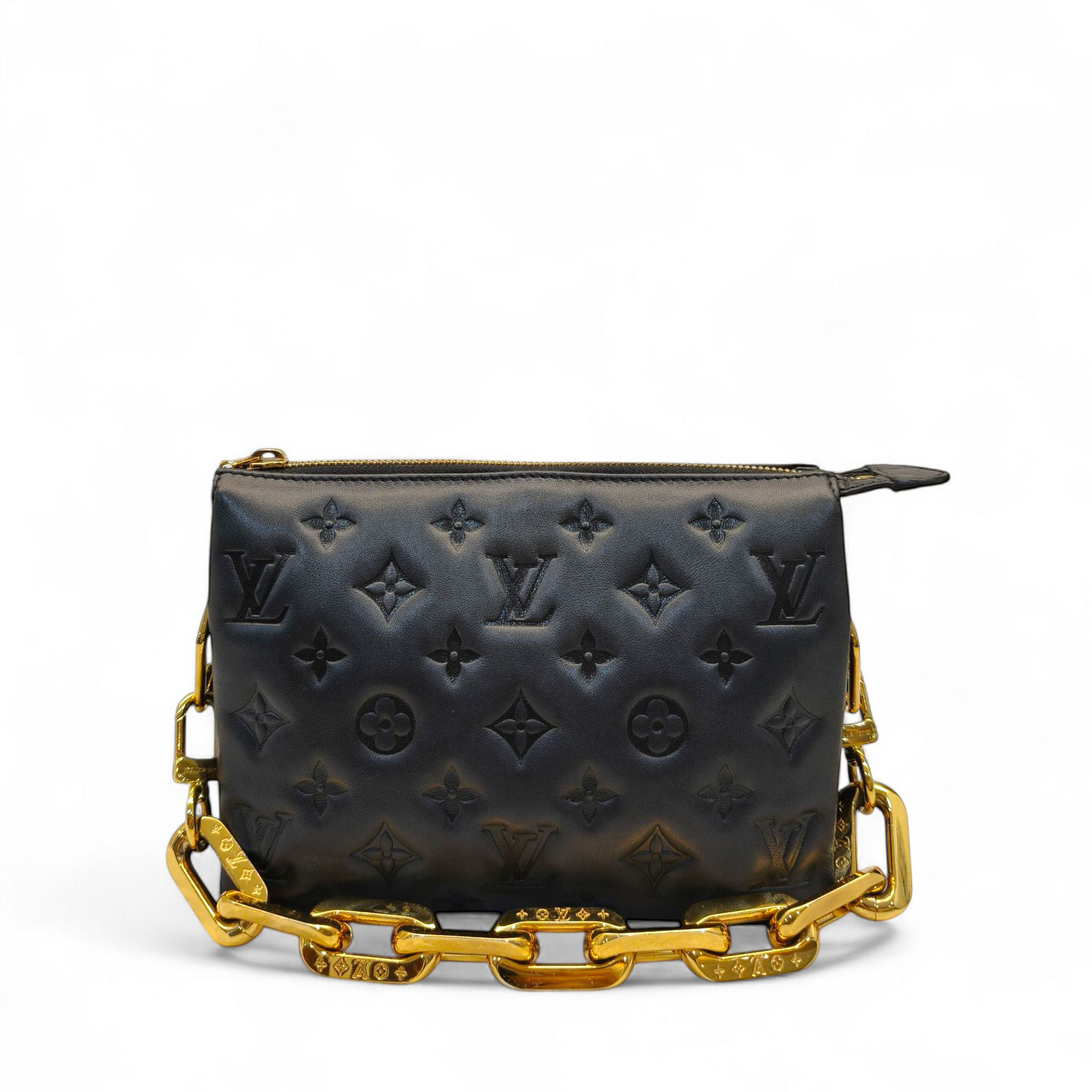 Louis Vuitton Black Monogram Embossed Coussin PM Bag