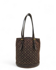 Louis Vuitton Bucket PM Mini Monogram Brown Denim Leather Shoulder Tote Handbag