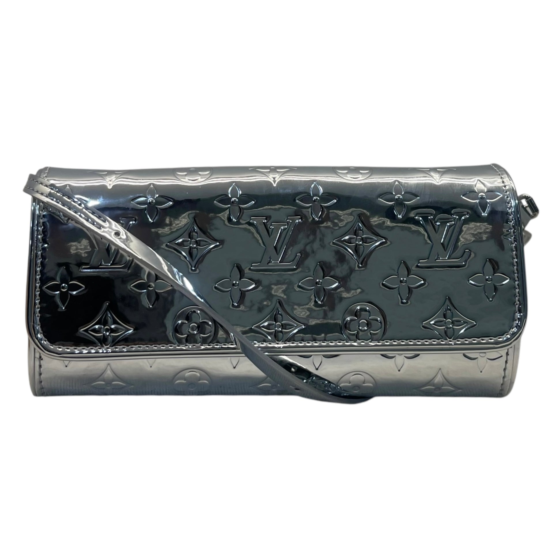 Louis Vuitton Silver Pochette Twin Patent Leather
