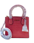 Michael Kors Peach Croc Embossed Leather Mercer Tote Bag