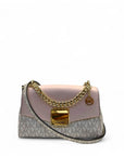 Michael Kors White/Pink Signature Coated Canvas And Leather Small Lita Crossbody Bag